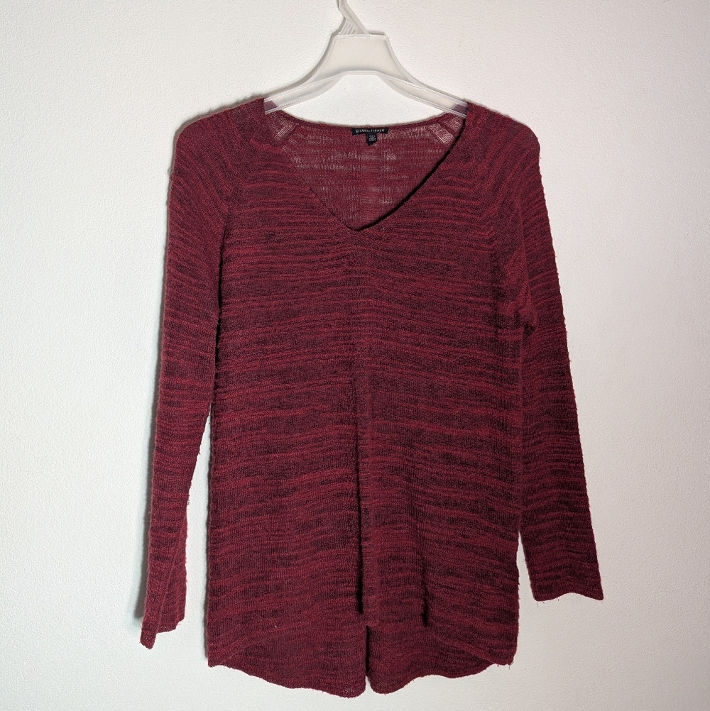 Eileen Fisher Womens Sweater Baby Alpaca Wool V Neck High Low Quiet Luxury Large